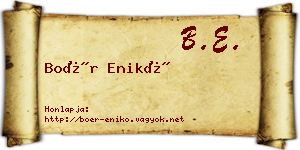 Boér Enikő névjegykártya